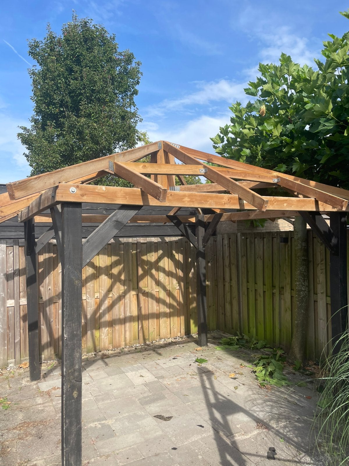 Gedemonteerde Overkapping, prieel van hout. 340x340x 275hoog, Ophalen, Tuinhuis, 250 tot 500 cm, Zonder ramen