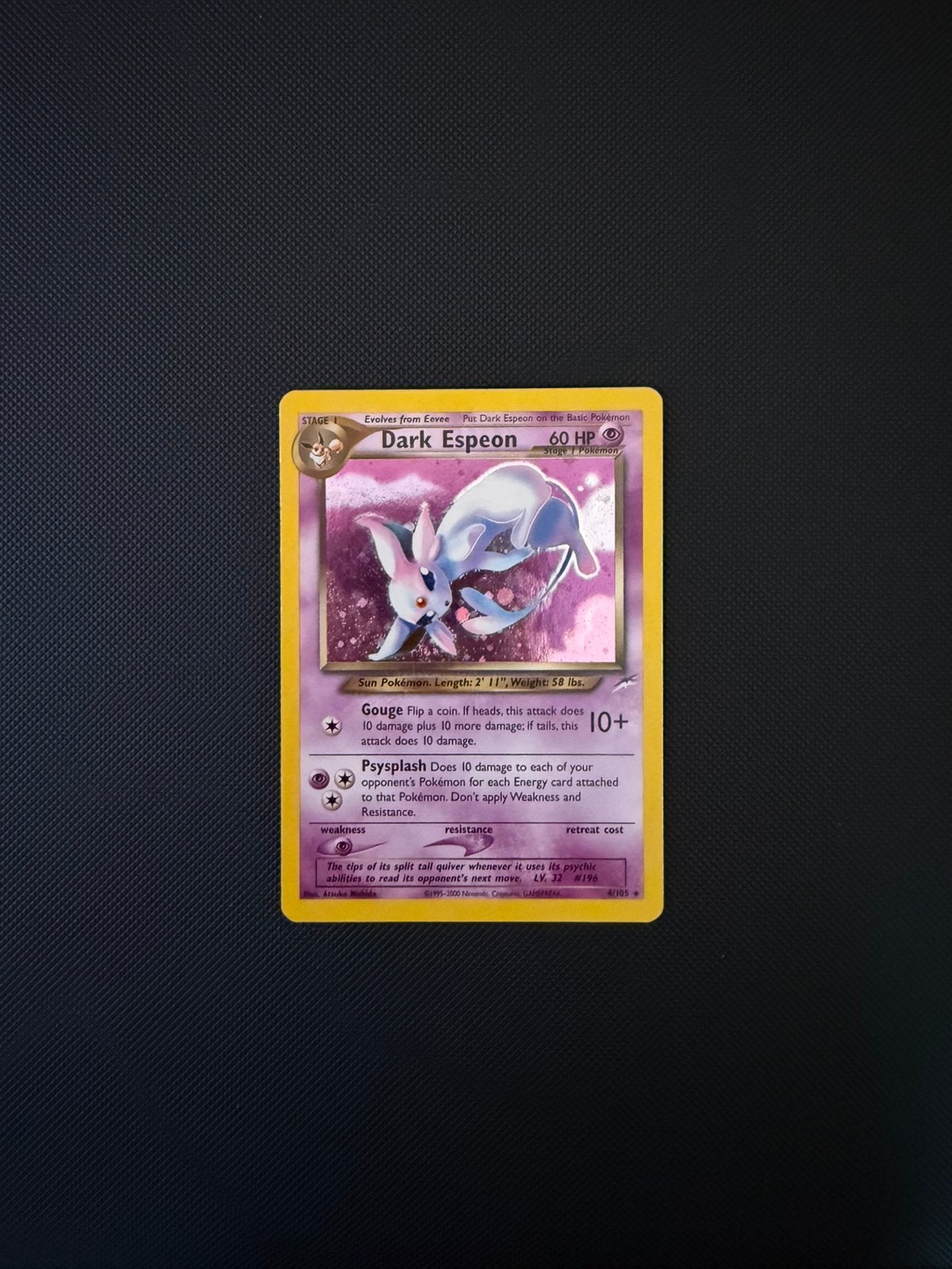 Dark Espeon, Neo Destiny, vintage Pokemon, Ophalen of Verzenden, Zo goed als nieuw