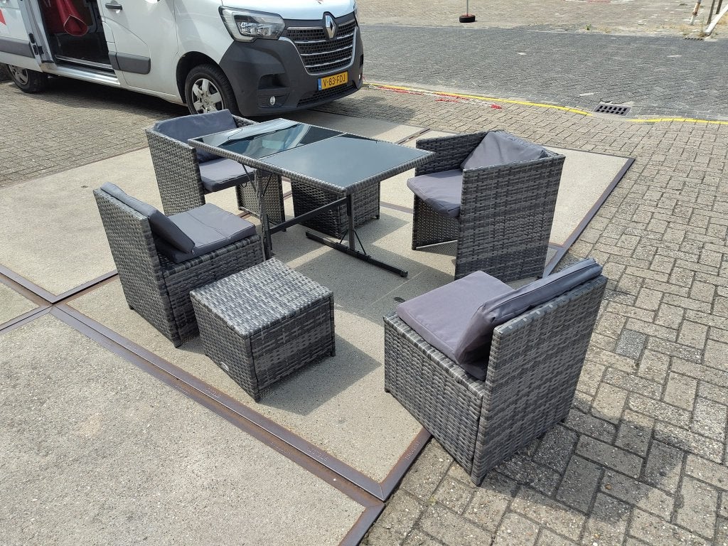 Tuinset 7 delig met kussens, Ophalen, 6 zitplaatsen, ?, Zo goed als nieuw