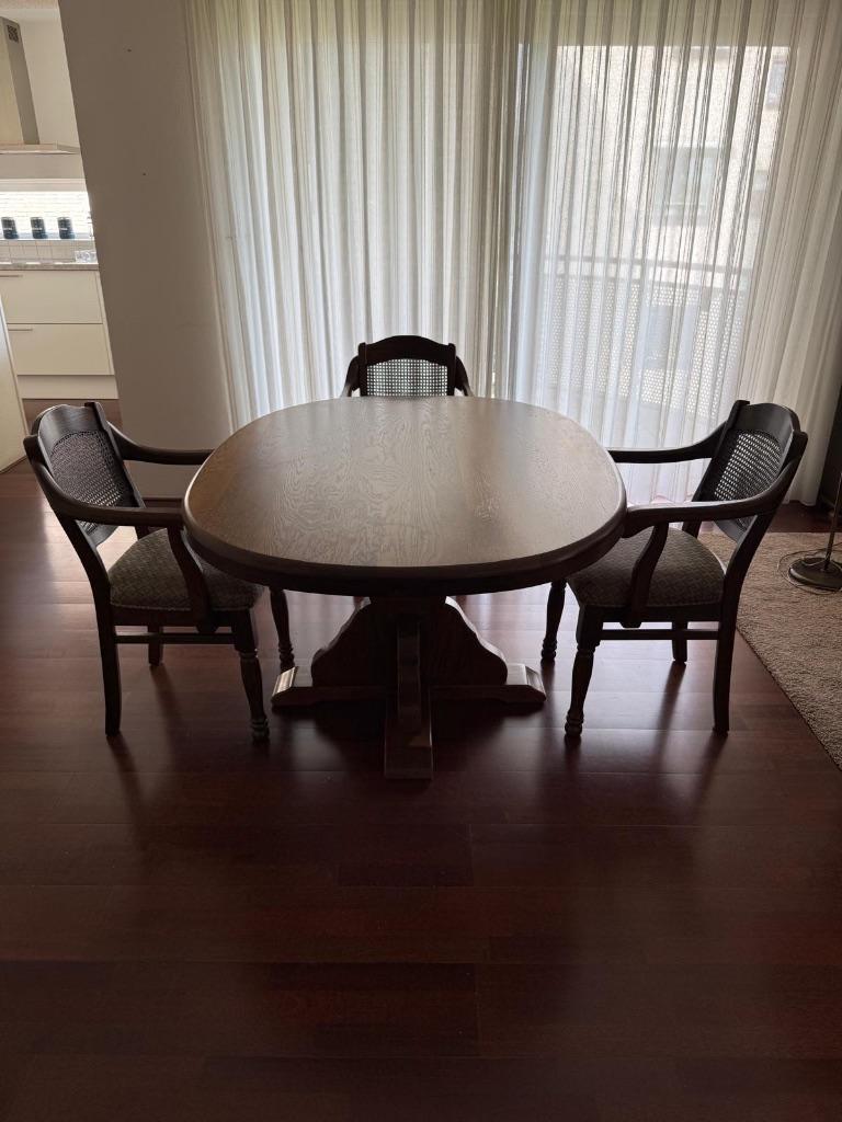 Tafel met 4 stoelen, Ophalen, Gebruikt, 150 tot 200 cm, Jaren 1970