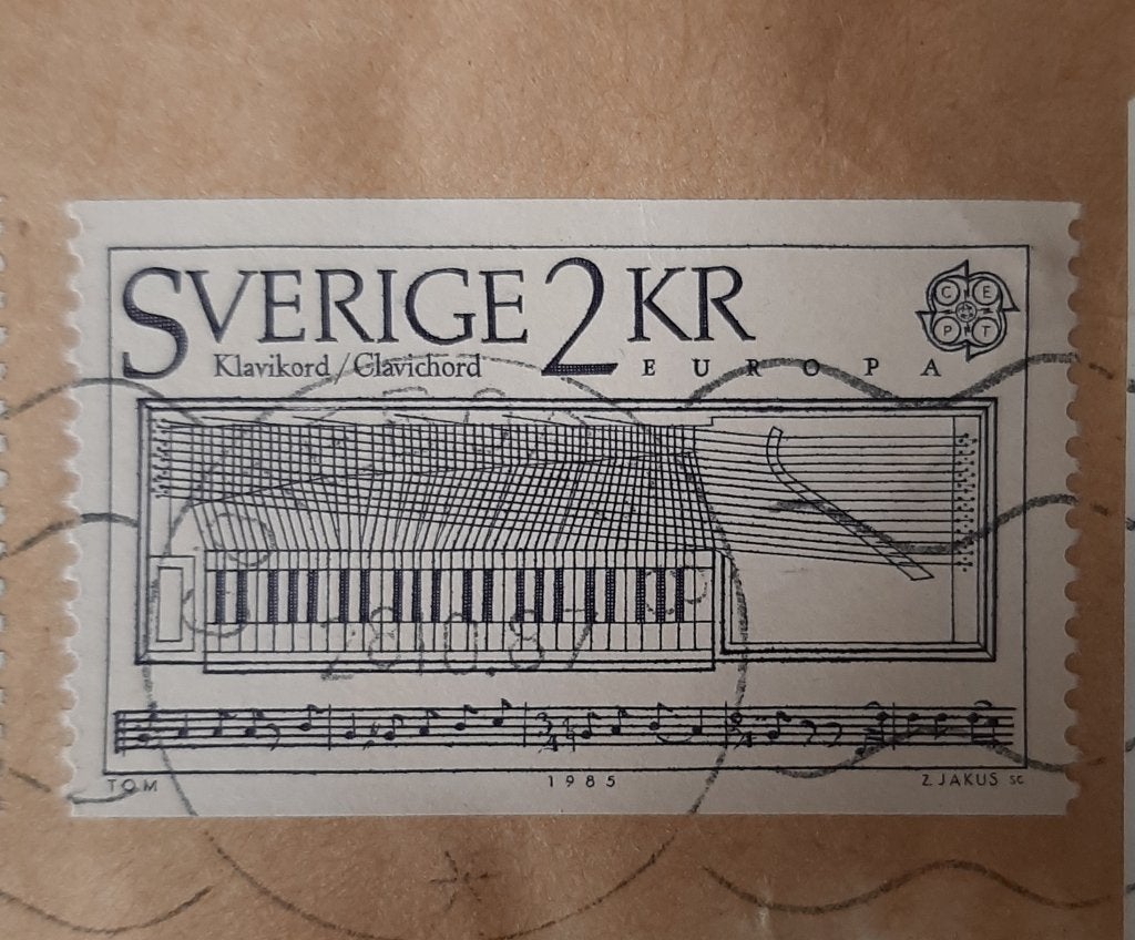 1985 Zweden klavikord, klavichord, piano muziekinstrument, Verzenden, Zweden, Gestempeld