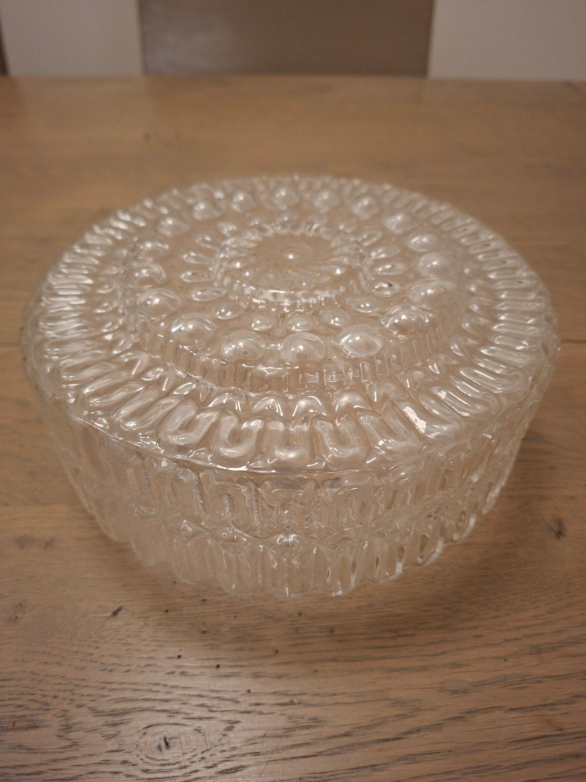 Retro plaffoniere glazen kap in zeer goede staat, Huis en Inrichting, Gebruikt, 9 cm, Rond, Ophalen of Verzenden