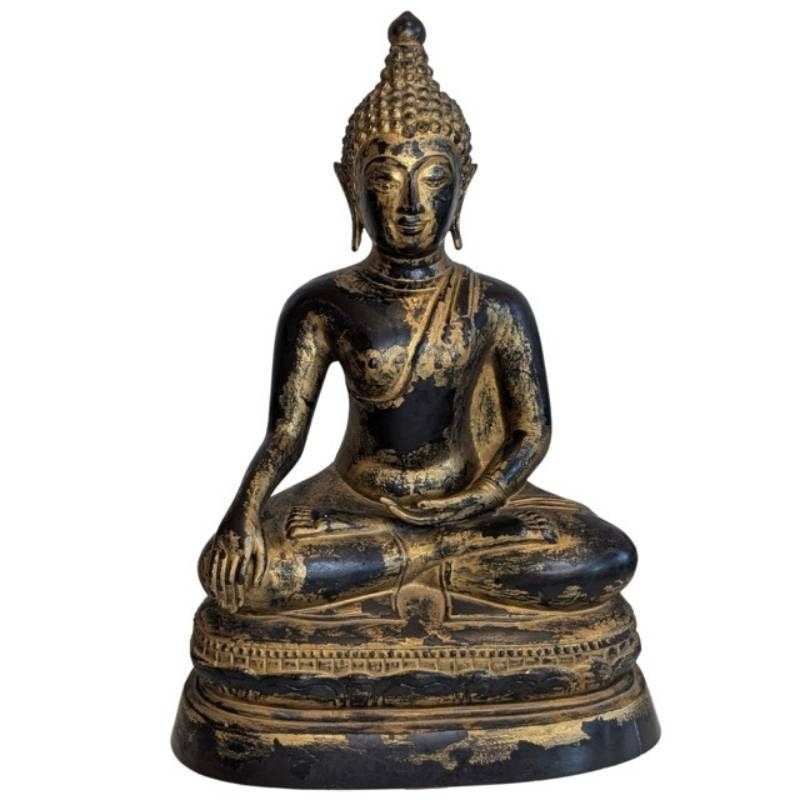 Mandalay Boeddhabeeld van verguld brons – Myanmar, Gebruikt, 37 cm, Ophalen of Verzenden, Goud