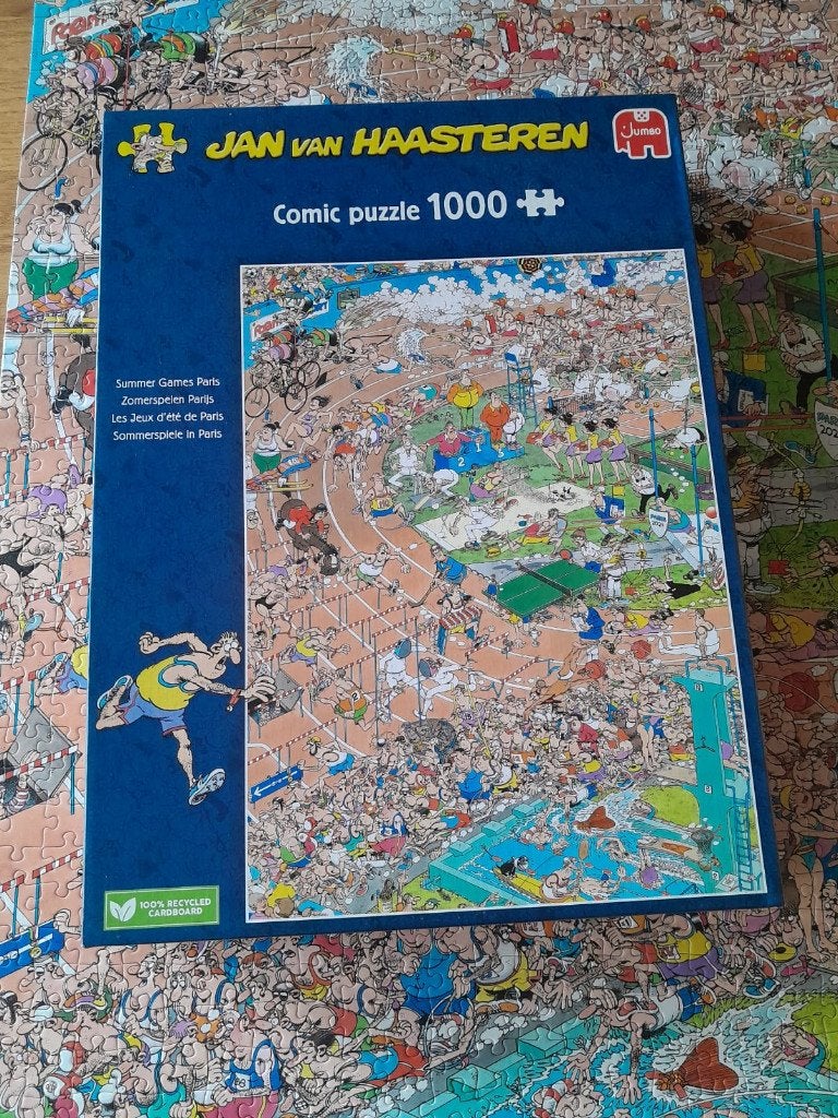 Jan van Haasteren puzzel 1000 stukjes Zomerspelen Parijs, Ophalen of Verzenden, 500 t/m 1500 stukjes, Zo goed als nieuw, Legpuzzel