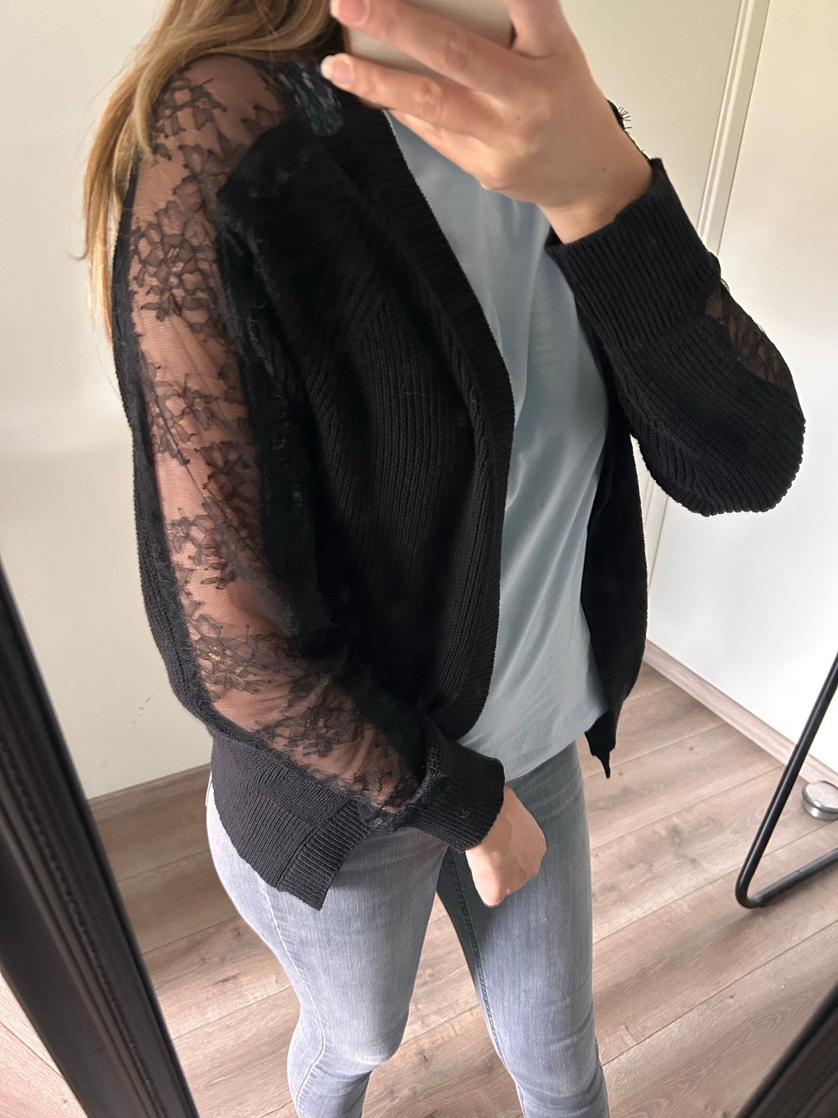 Tramontana vest met kanten mouwen - Maat M, Kleding | Dames, Ophalen of Verzenden, Zo goed als nieuw, Maat 38/40 (M), Zwart