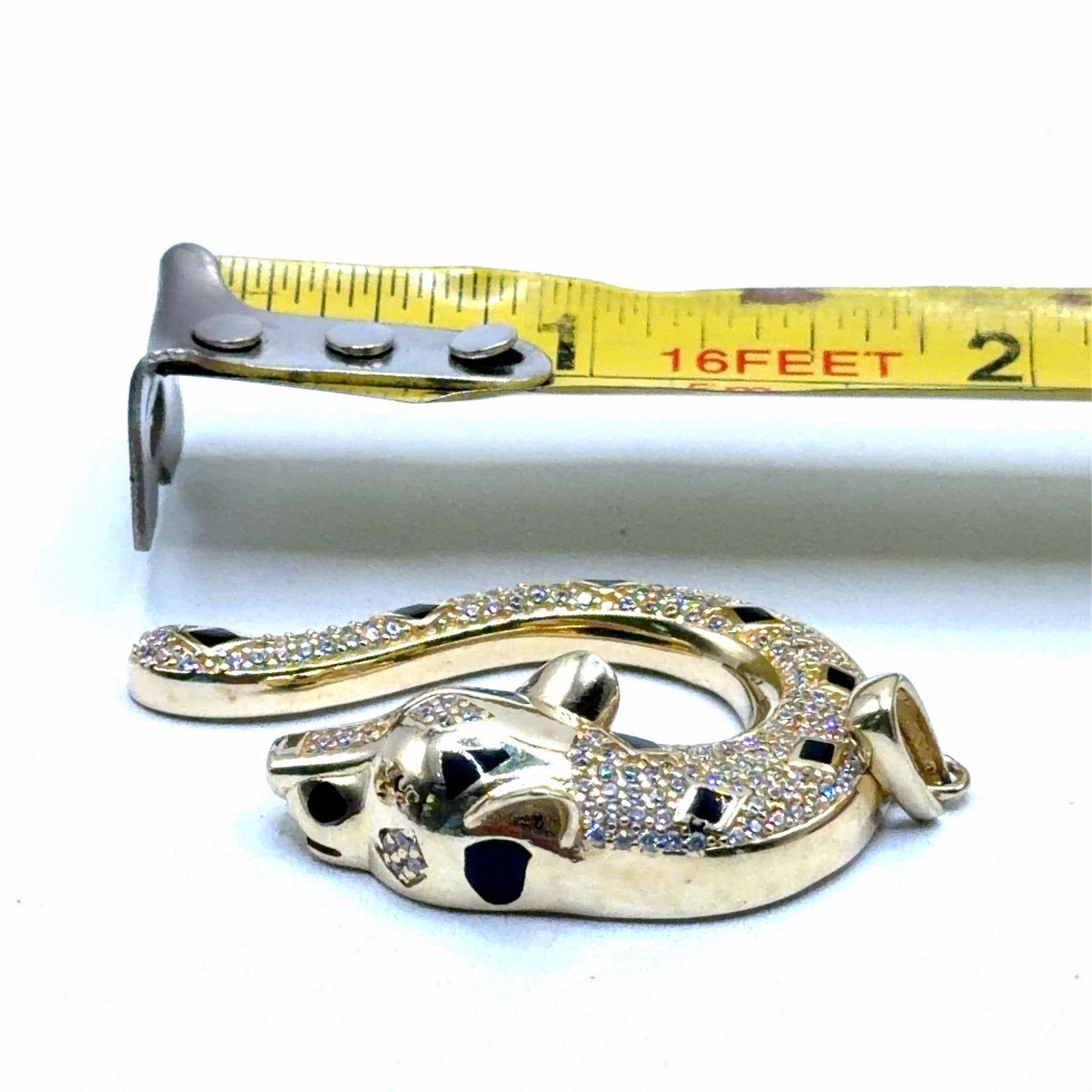 Gouden Panter Hanger met Zirkonia en Zwarte Accent, W, Nieuw, Ophalen of Verzenden, W