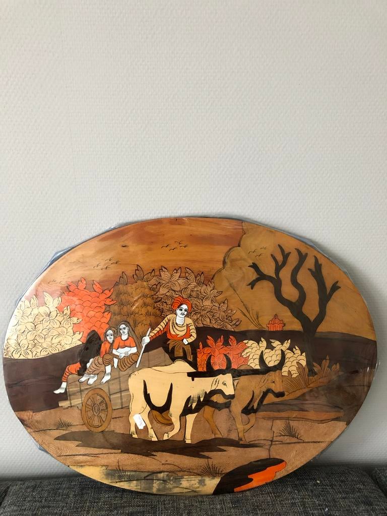 Unieke handgemaakte houten wanddecoratie - Oosterse scène, Ophalen