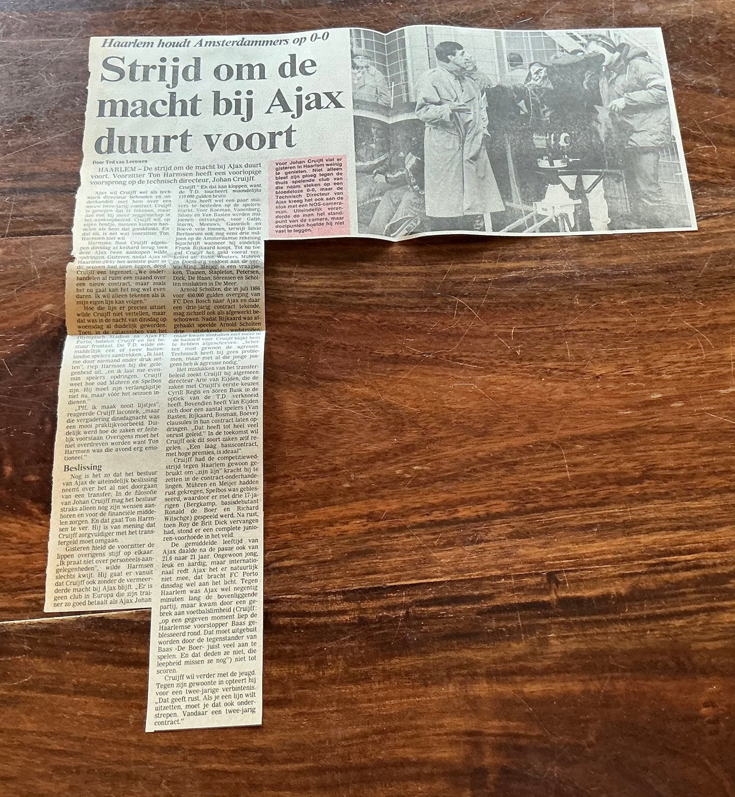 Voetbal krantenartikel Cruijff strijd om de macht bij Ajax, Ophalen of Verzenden, Knipsel(s)