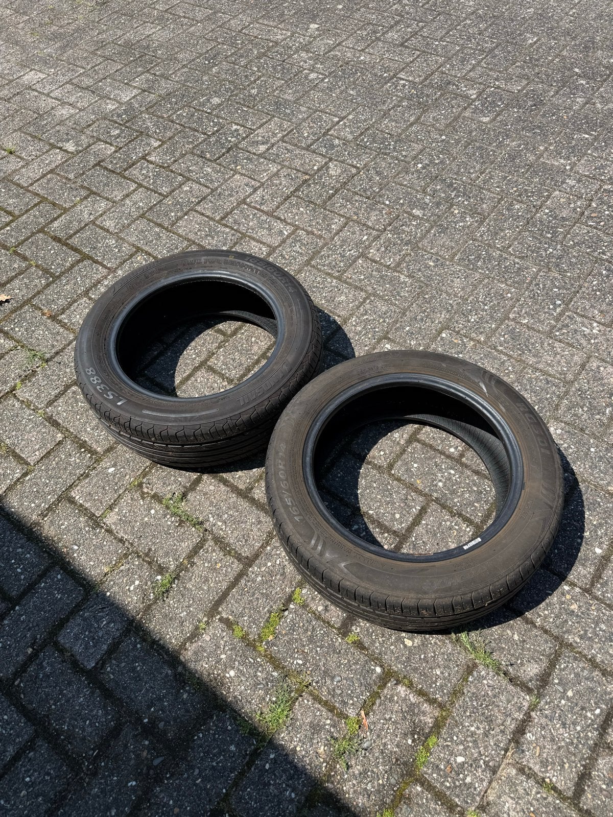 Banden 165-60-r14 met 5mm en 6,5mm profiel, Ophalen, Gebruikt