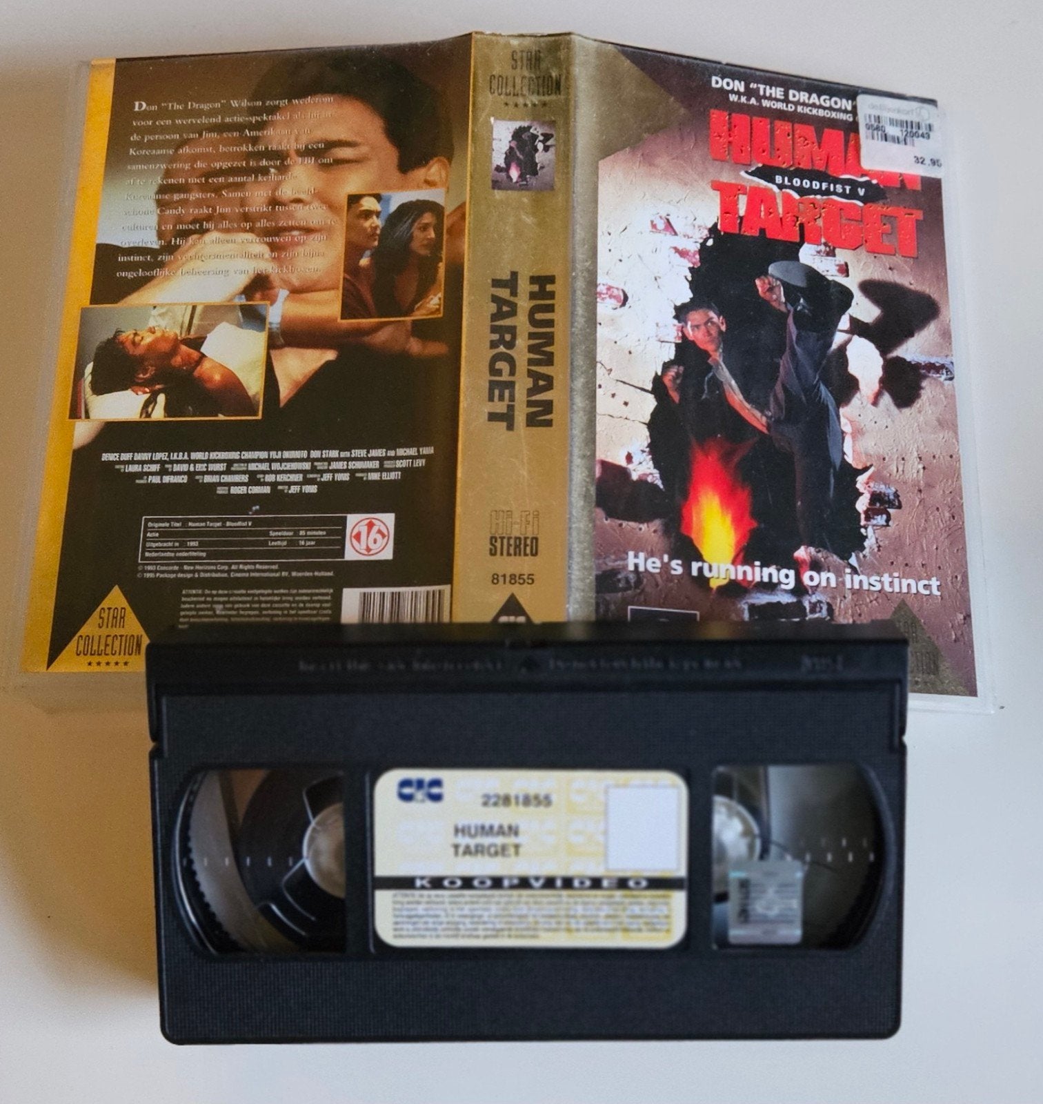 VHS Human Target (1993), Actie met Don "The Dragon" Wilson, Vanaf 16 jaar, Ophalen of Verzenden, Gebruikt, Actie en Avontuur