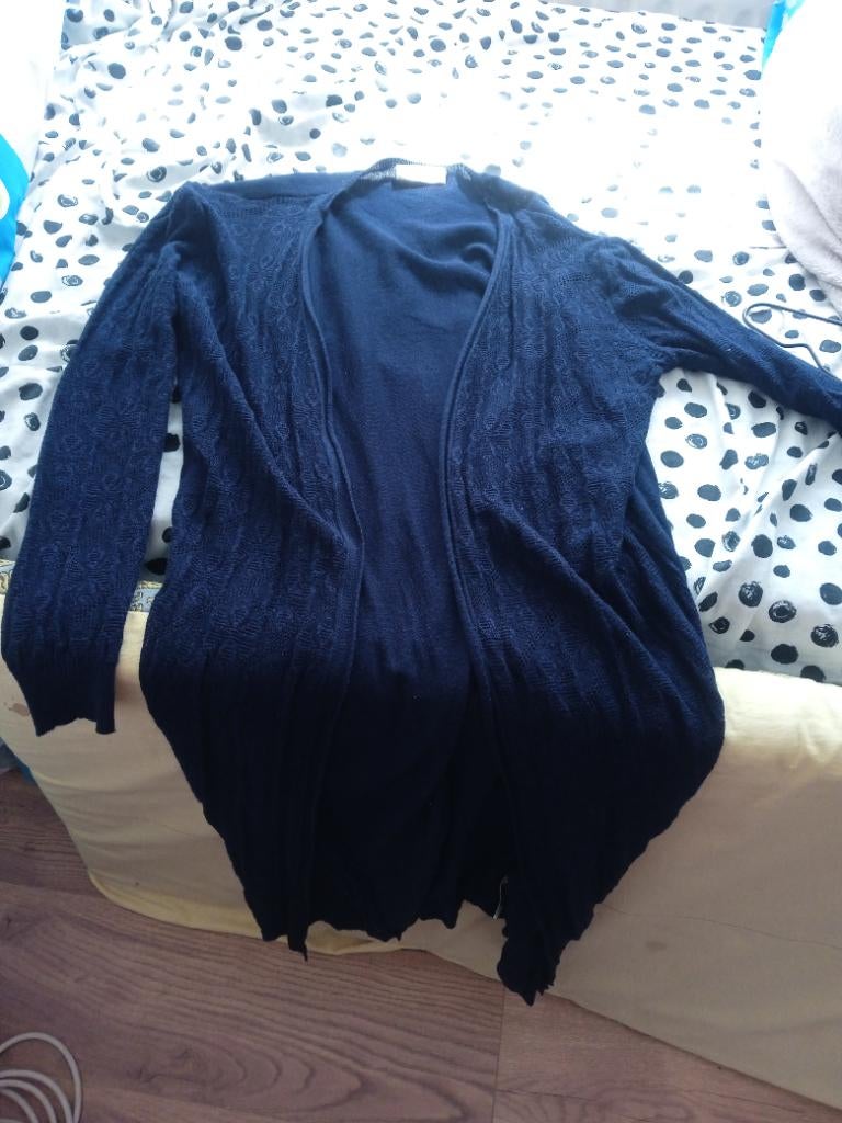 Navy blauw gehaakt lange vest zentoni - one size, Maat 38/40 (M), Nieuw, Zentoni, Verzenden