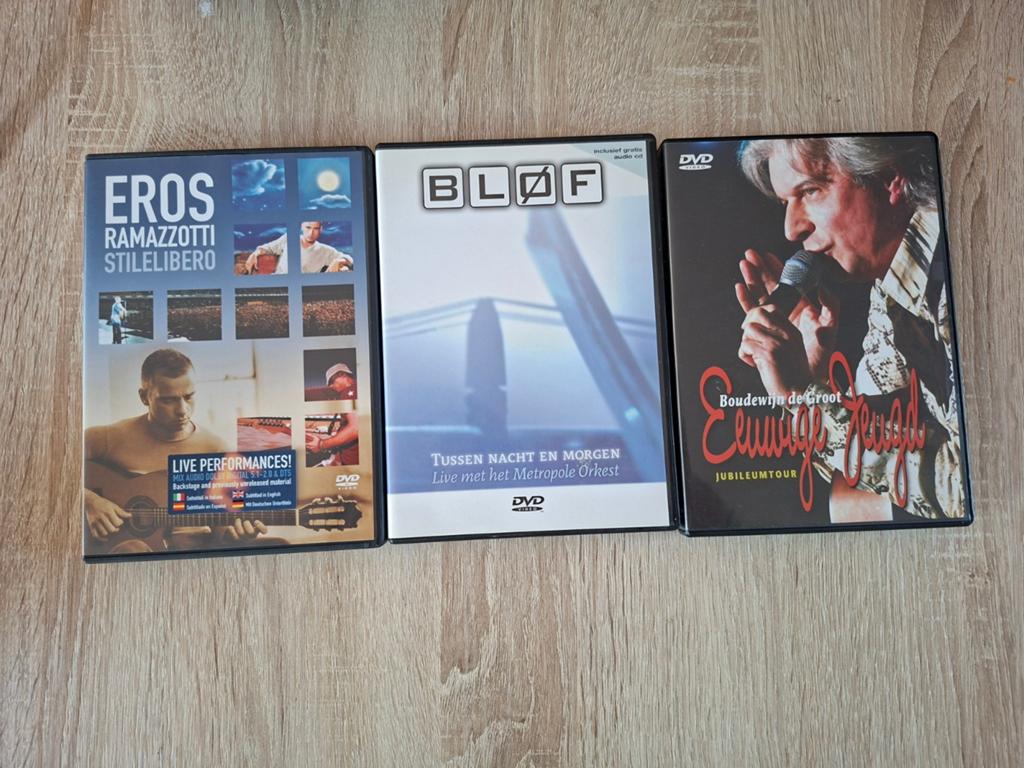 Muziek DVD's: Eros Ramazzotti, BLØF, Boudewijn de Groot, Alle leeftijden, Ophalen of Verzenden, Zo goed als nieuw