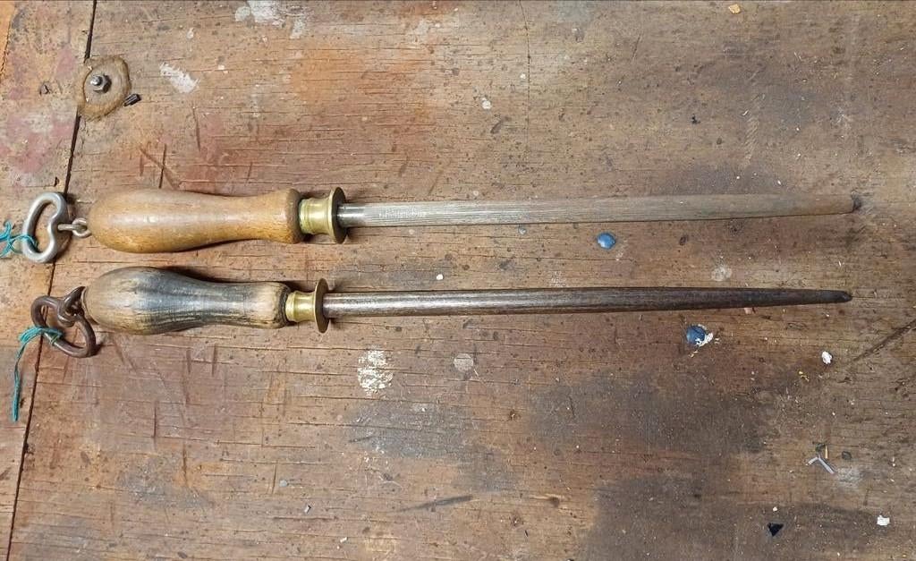 Antieke aanzetstalen voor messen - Gesmeed staal, Ophalen of Verzenden