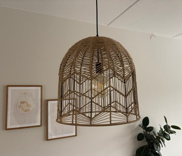 Hanglamp gevlochten jute, Ophalen, Zo goed als nieuw, Overige materialen, E27 (groot)