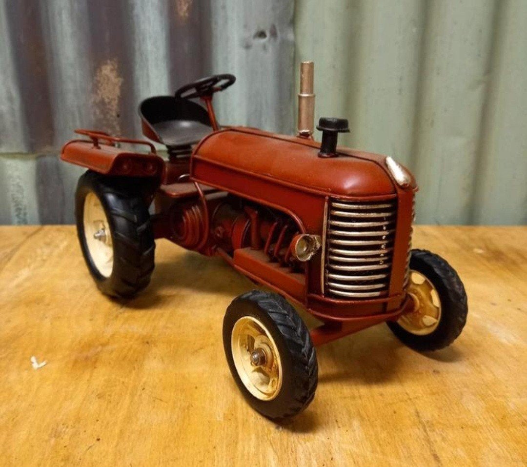 Blikken oldtimer tractor - vintage trekker - mancave, Ophalen, Metaal, Rood