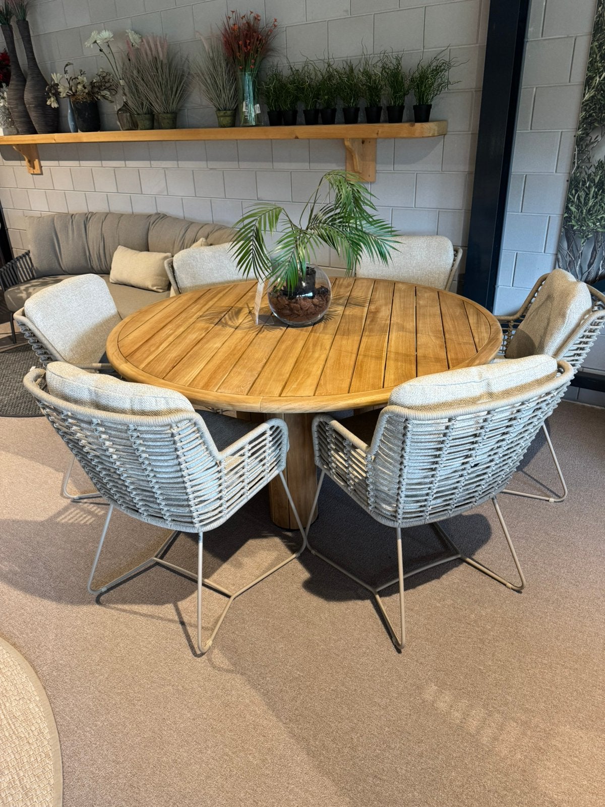 Fabrice tuinset 4 seasons outdoor latte teak tafel, Ophalen, 6 zitplaatsen, Teakhout, Zo goed als nieuw