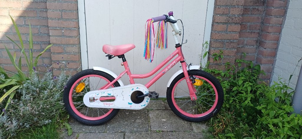 Kinderfiets meisje, Ophalen, Terugtraprem, Amigo, 16 tot 20 inch