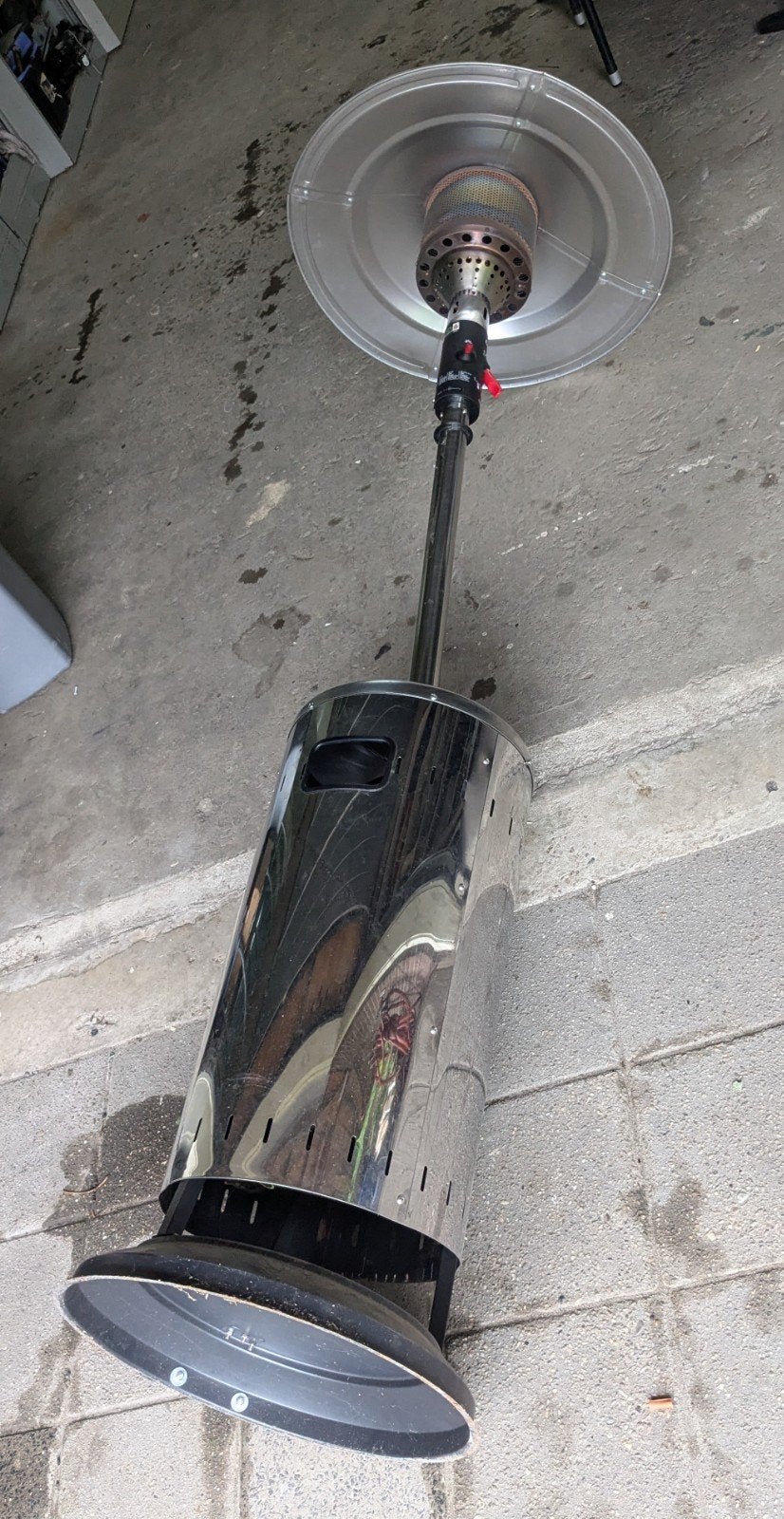 gas Terras kachel - bijna 3 meter hoog, 78 cm kap, Ophalen, Zo goed als nieuw, Waterbestendig, Vloer