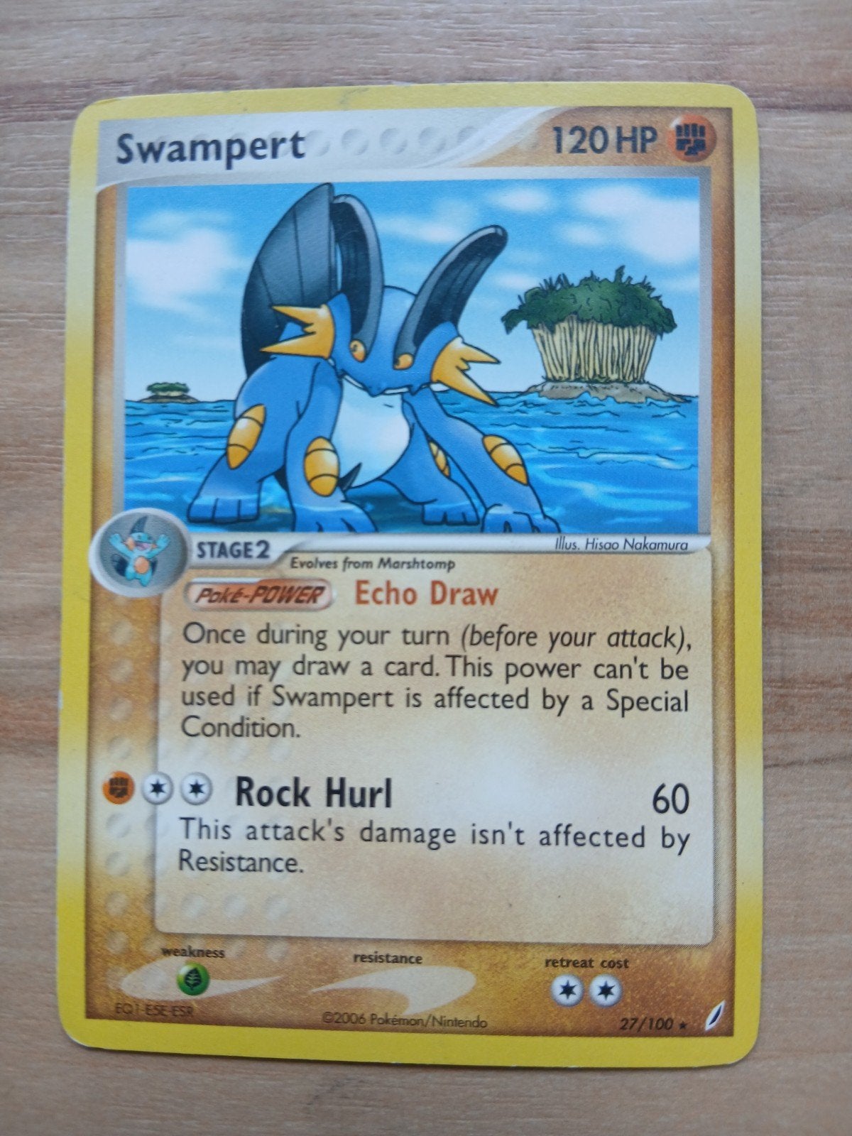 Pokémon Kaart Swampert 27/100 Holo Rare EX Crystal Guardians, Ophalen of Verzenden, Gebruikt, Losse kaart