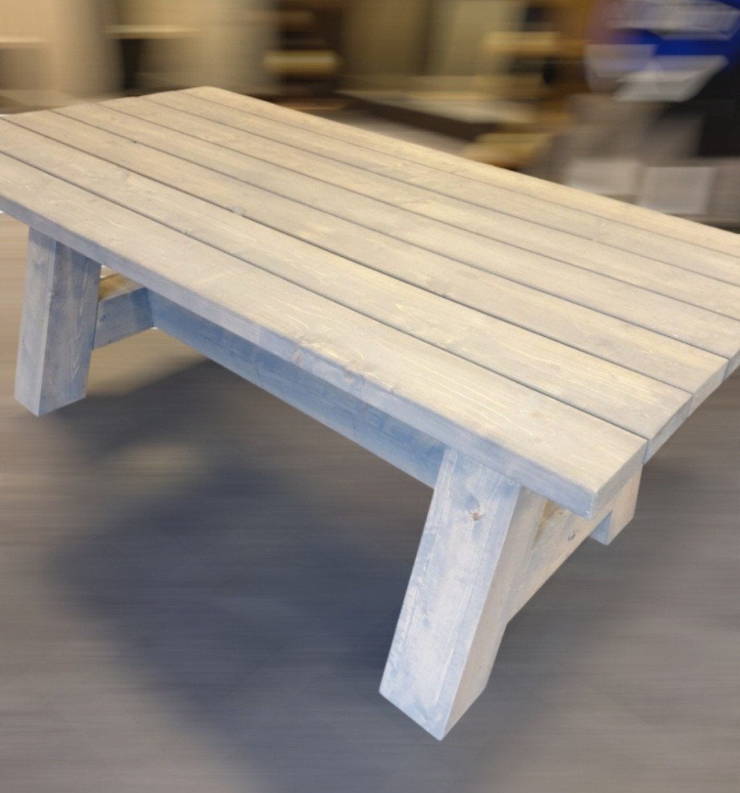 Robuuste houten steigerhout tafel - Nieuwstaat, Ophalen, 200 cm of meer, 50 tot 100 cm, Zo goed als nieuw
