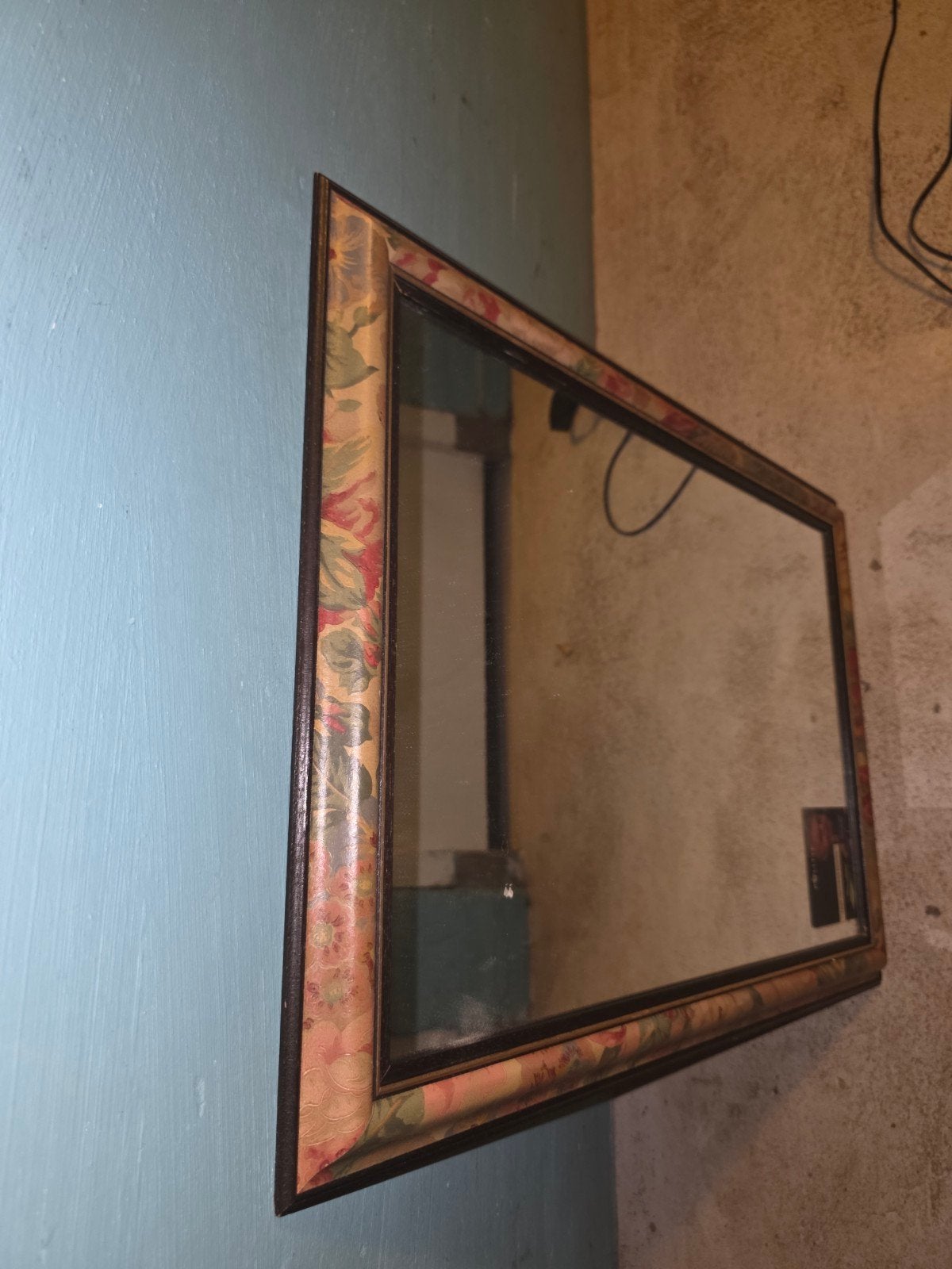 Vintage spiegel met bloemenrand, Ophalen, Gebruikt, 75 tot 100 cm, Minder dan 100 cm