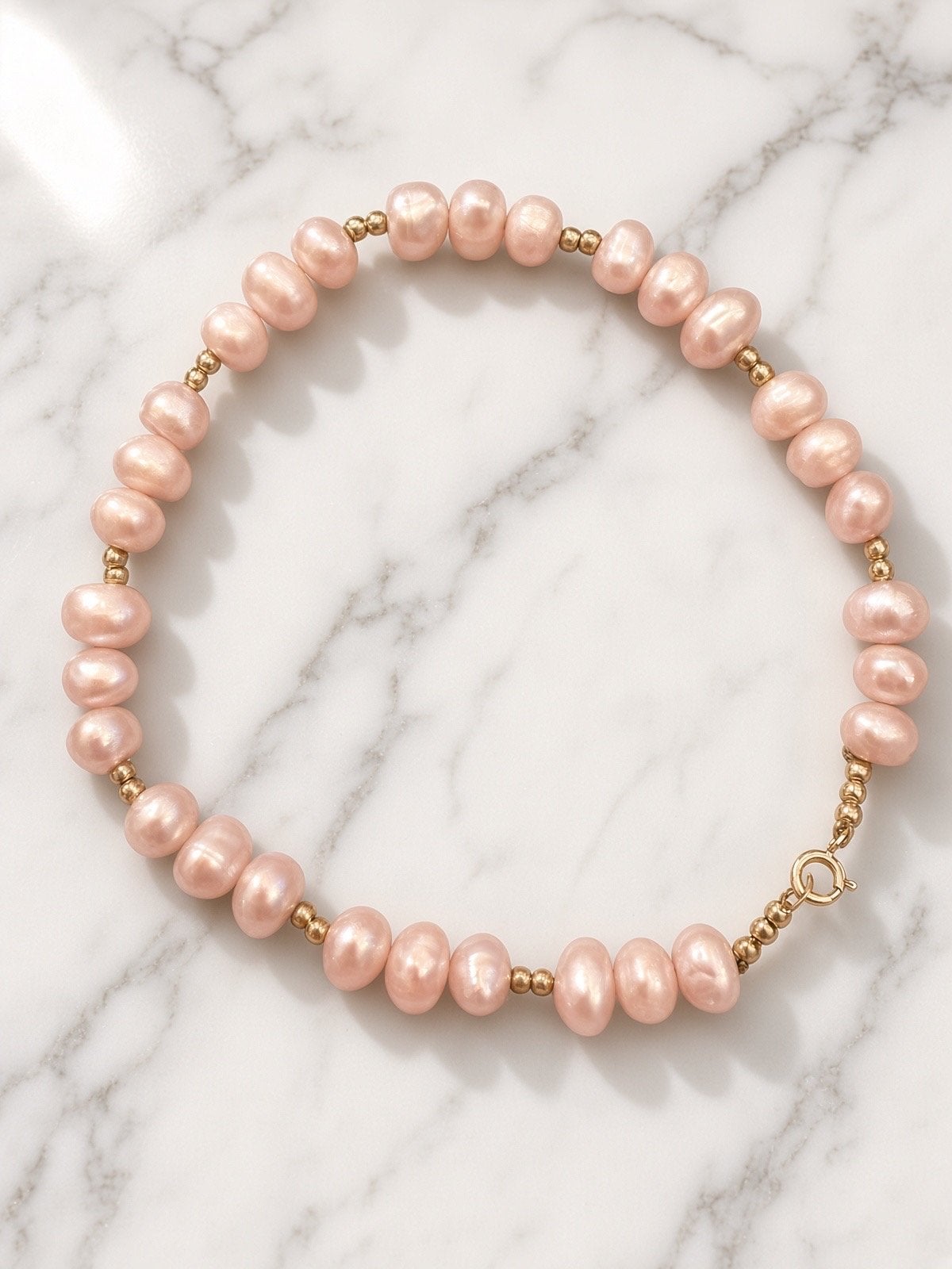 18k Gouden Armband met Echte Zoetwaterparels - 18 cm, Armbanden, Anikali2015@gmail.com, Ophalen of Verzenden, Zo goed als nieuw