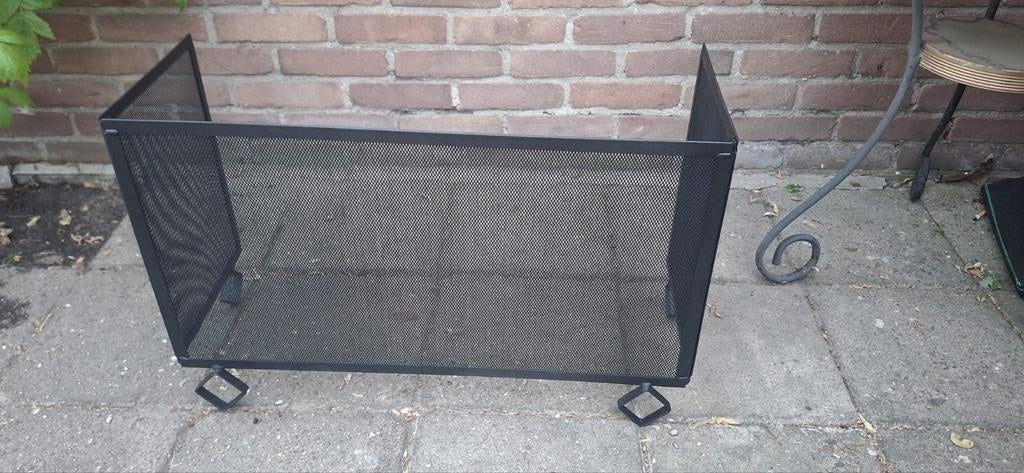 Vonkenscherm zwart metaal 120x43 voor openhaard, Ophalen, Zo goed als nieuw, Overige soorten