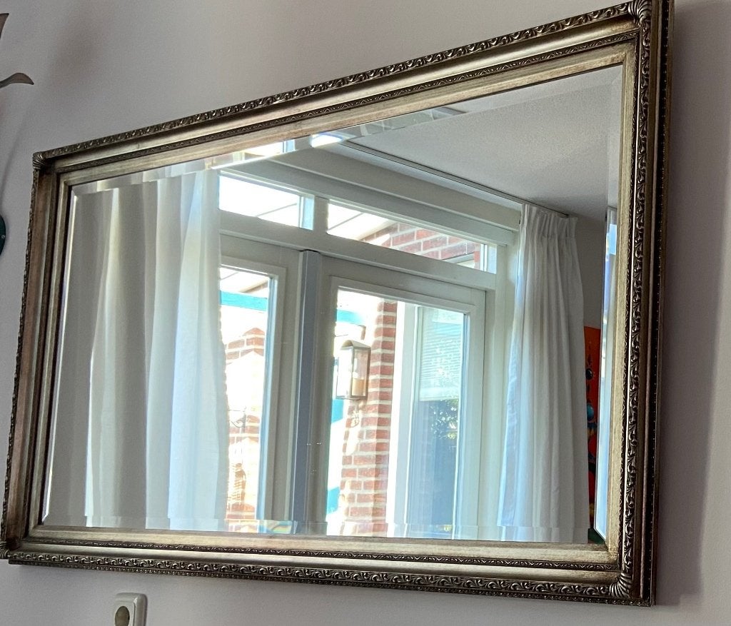 Grote Barok Spiegel Zilver (132x72 cm) – met Luxe Facetrand, Ophalen, 125 cm of meer, Zo goed als nieuw, Minder dan 100 cm