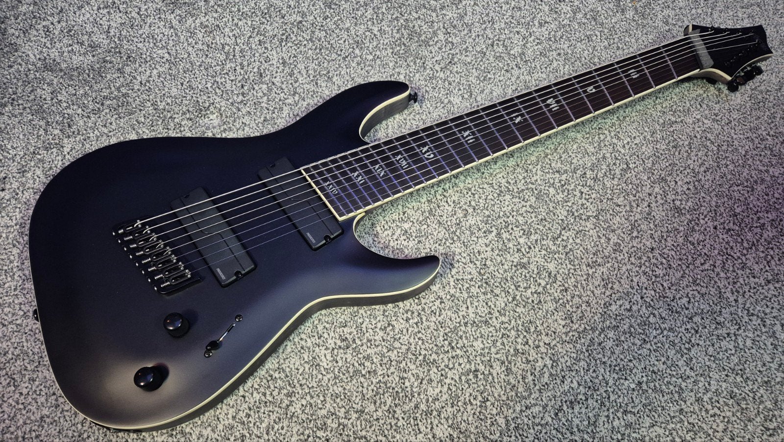 Schecter C8 SLS Elite Evil Twin fanned fret 8 string zgan, Ophalen, Zo goed als nieuw, Solid body, Overige merken