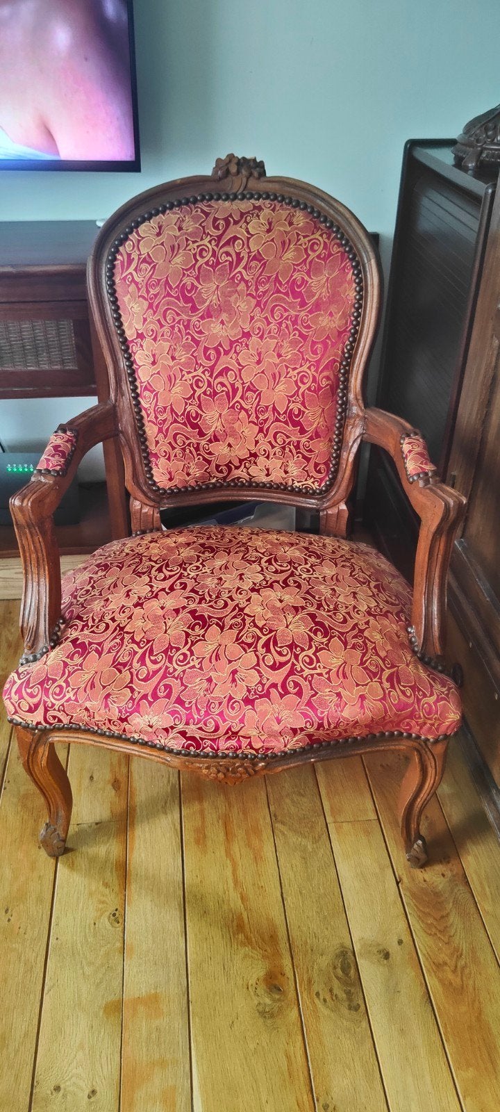 Brokaat Fauteuil Antieke stoel vintage, Ophalen of Verzenden