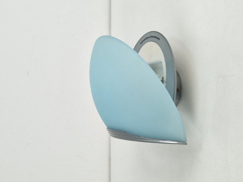 Alvaline bologna shelp wandlamp glas metaal italy  ‘80, Blauw, Ophalen of Verzenden, Zo goed als nieuw, Glas