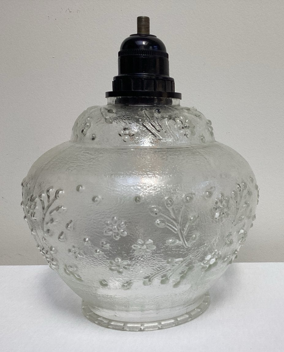 Antieke plafondlamp van geperst glas, ca. 1900, Ophalen of Verzenden