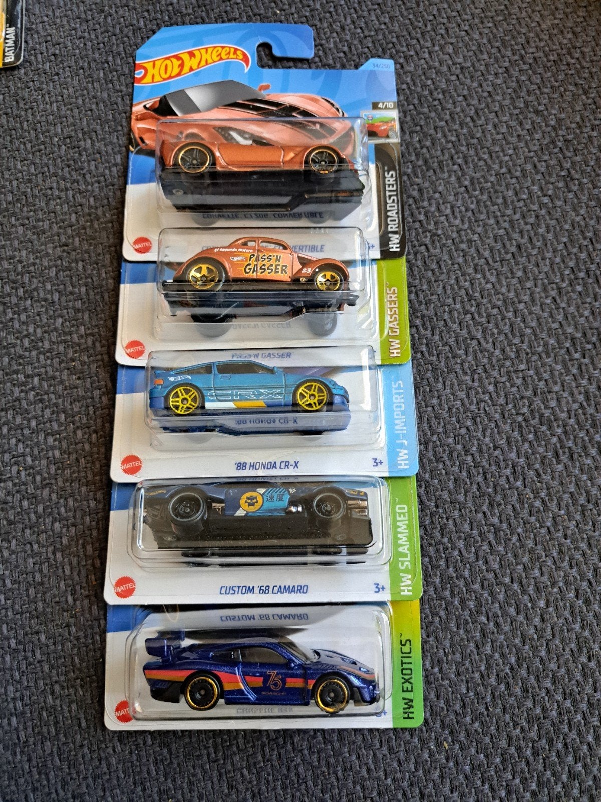 5 x model hotwheels in o.v.p 1:64, Auto, Nieuw, Malaysia, Ophalen of Verzenden