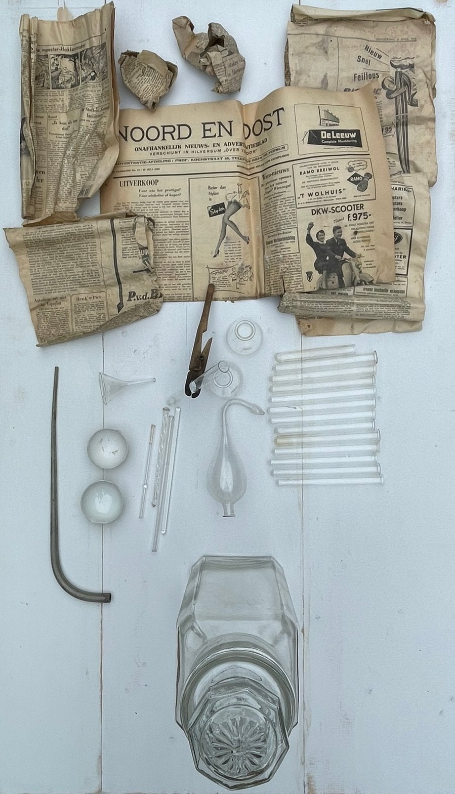 Keldervondst Glas: Medische  Lab Instrumenten Antiek vintage, Ophalen