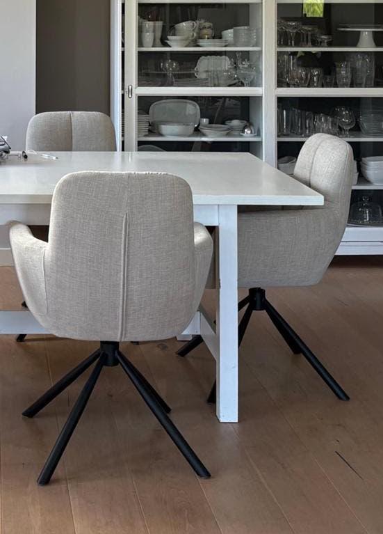 Draaibare eetkamerstoelen ZGAN beige stof, Ophalen, Overige kleuren, Zo goed als nieuw, Vier