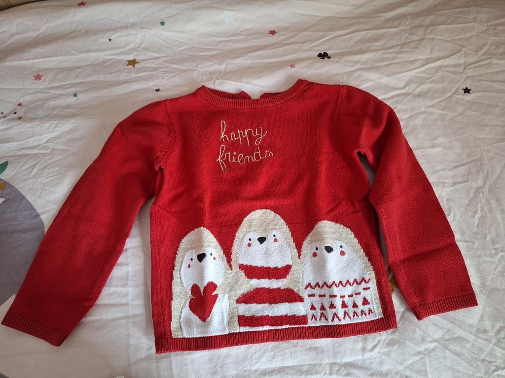 Leuke rode kersttrui maat 98 met pinguïns, Gebruikt, Jongen of Meisje, Trui of Vest, Ophalen of Verzenden
