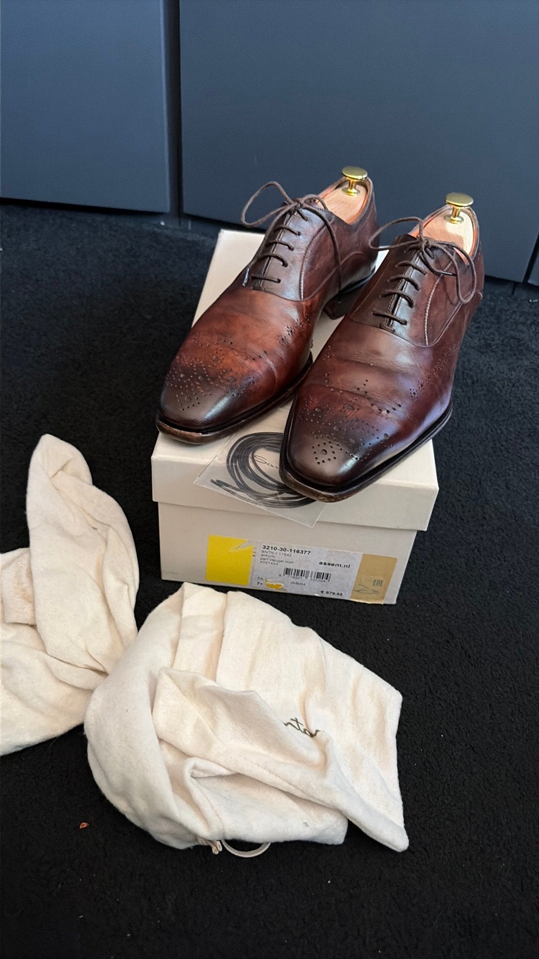 Santoni veterschoen maat 7.5, Ophalen of Verzenden, Gedragen, Bruin, Veterschoenen