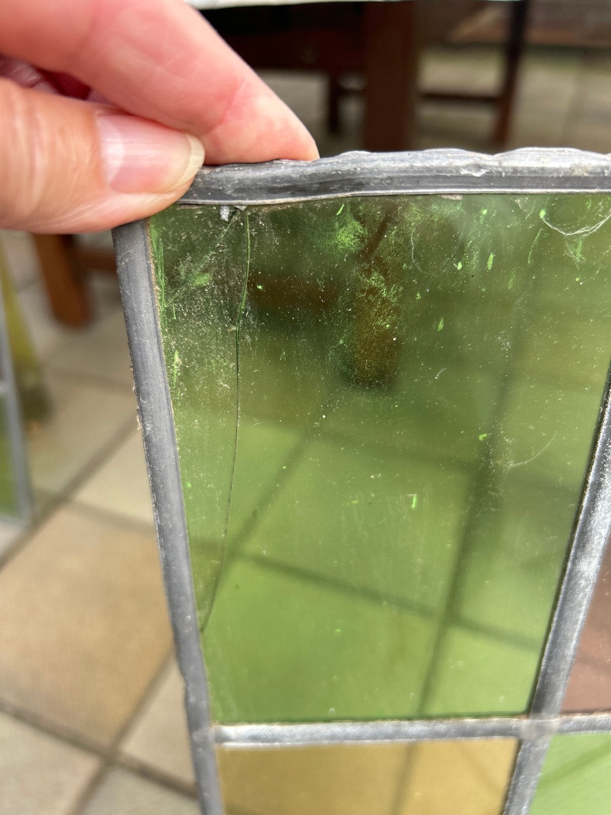Vintage Glas-in-lood Plantenbak/Vaas, Ophalen
