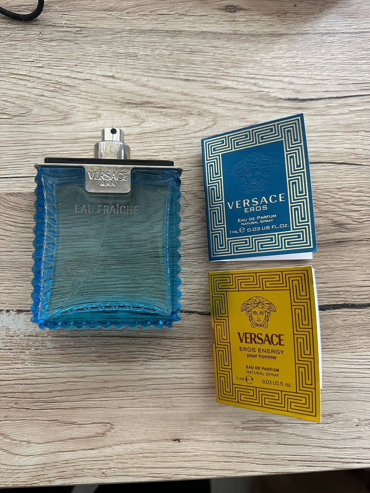 Versace Man Eau Fraîche + 2x Versace Eros samples, Ophalen of Verzenden, Zo goed als nieuw