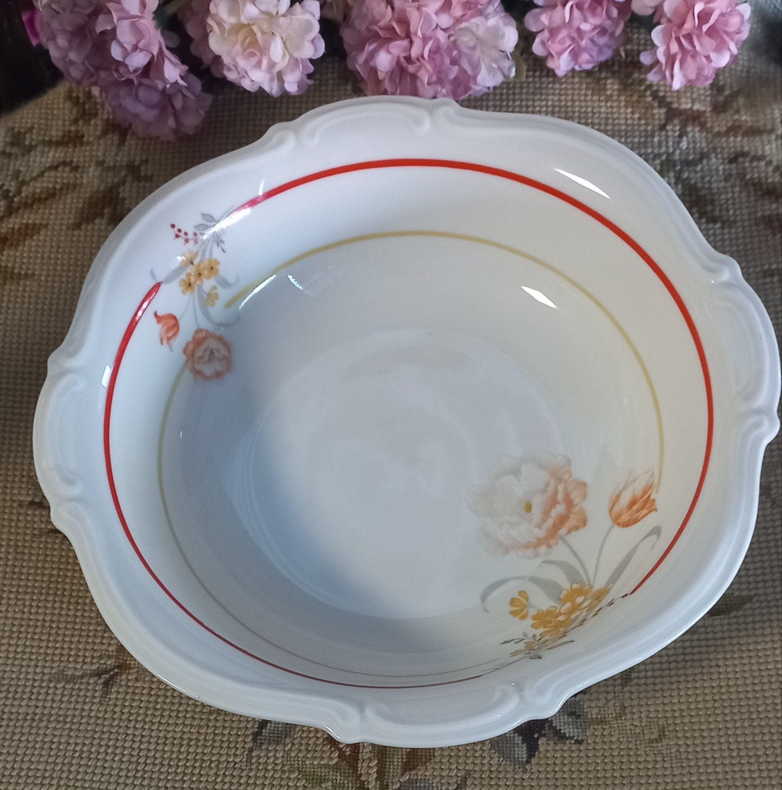 Brocante kom, oranje/gele bloemen, Wallendorfer Porzellan, Antiek en Kunst, Ophalen of Verzenden