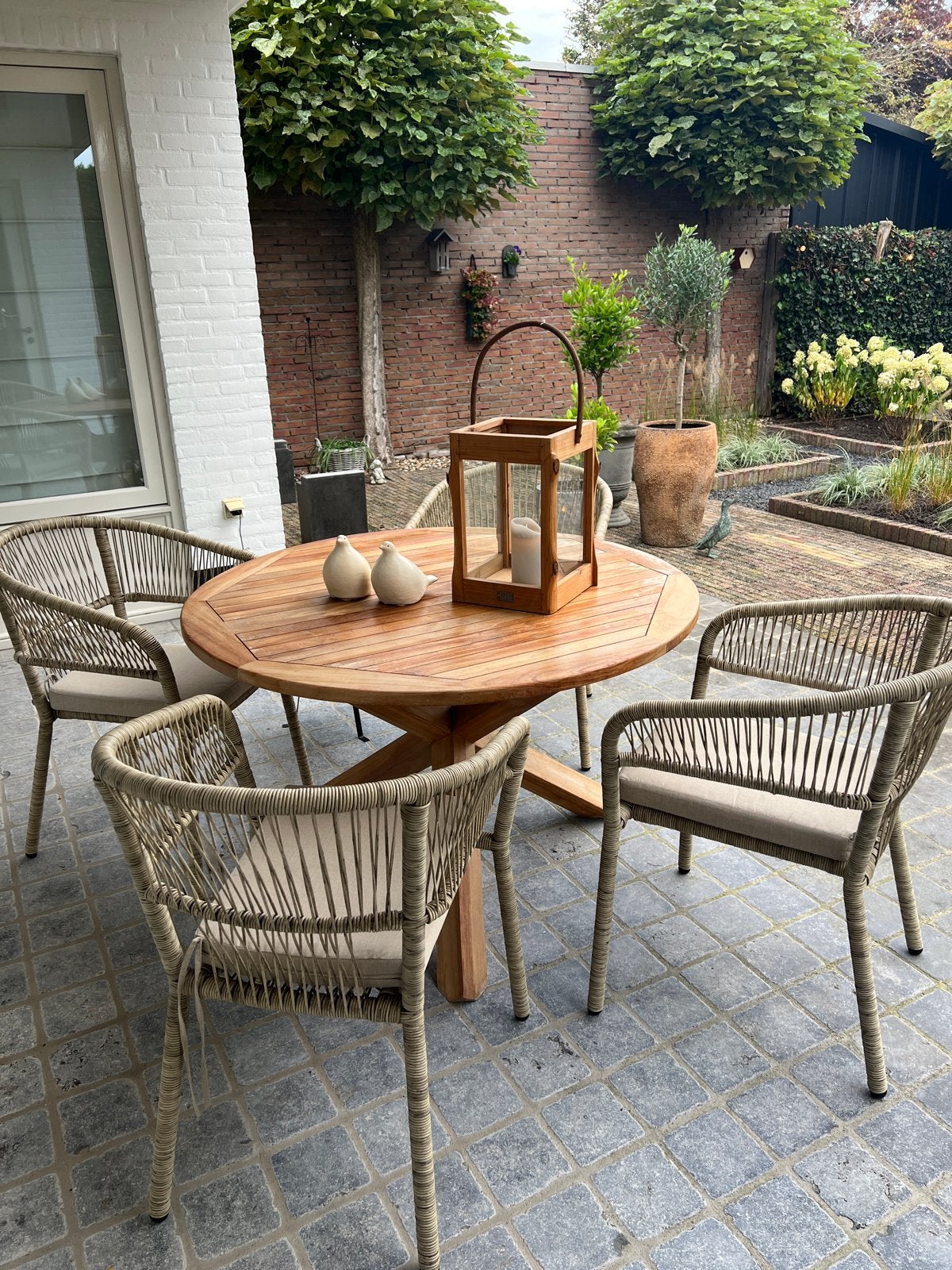 Prachtige Teakhouten Tuintafel met 4 Stoelen, Tuin en Terras, Ophalen, 4 zitplaatsen, Eettafel, Teakhout