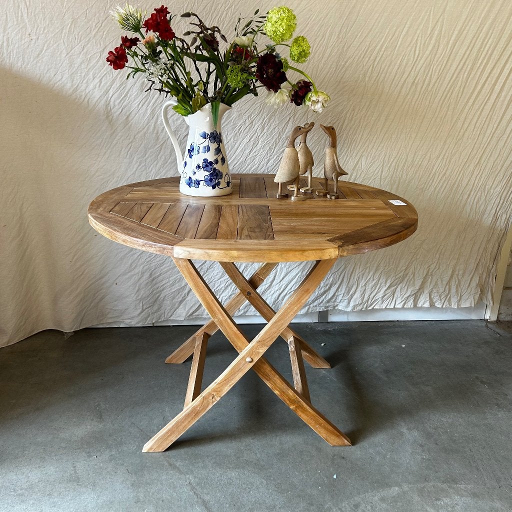inklapbare tuintafel teak - 100 cm - Gratis bezorgd
