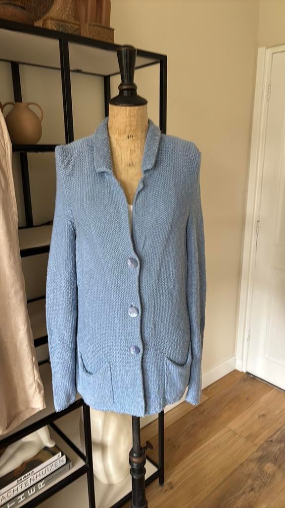 ANNECLAIRE zomer vest hemelsblauw It 46 zgan linnen/katoen, Kleding | Dames, Truien en Vesten, Verzenden, Zo goed als nieuw, Maat 46/48 (XL) of groter