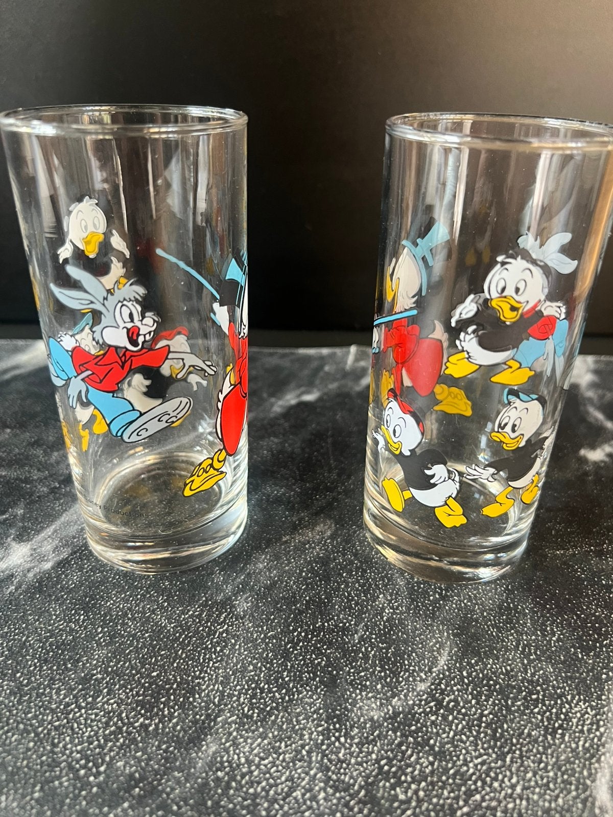 2 vintage walt disney production longdrink glazen, Ophalen of Verzenden, Zo goed als nieuw, Overige typen