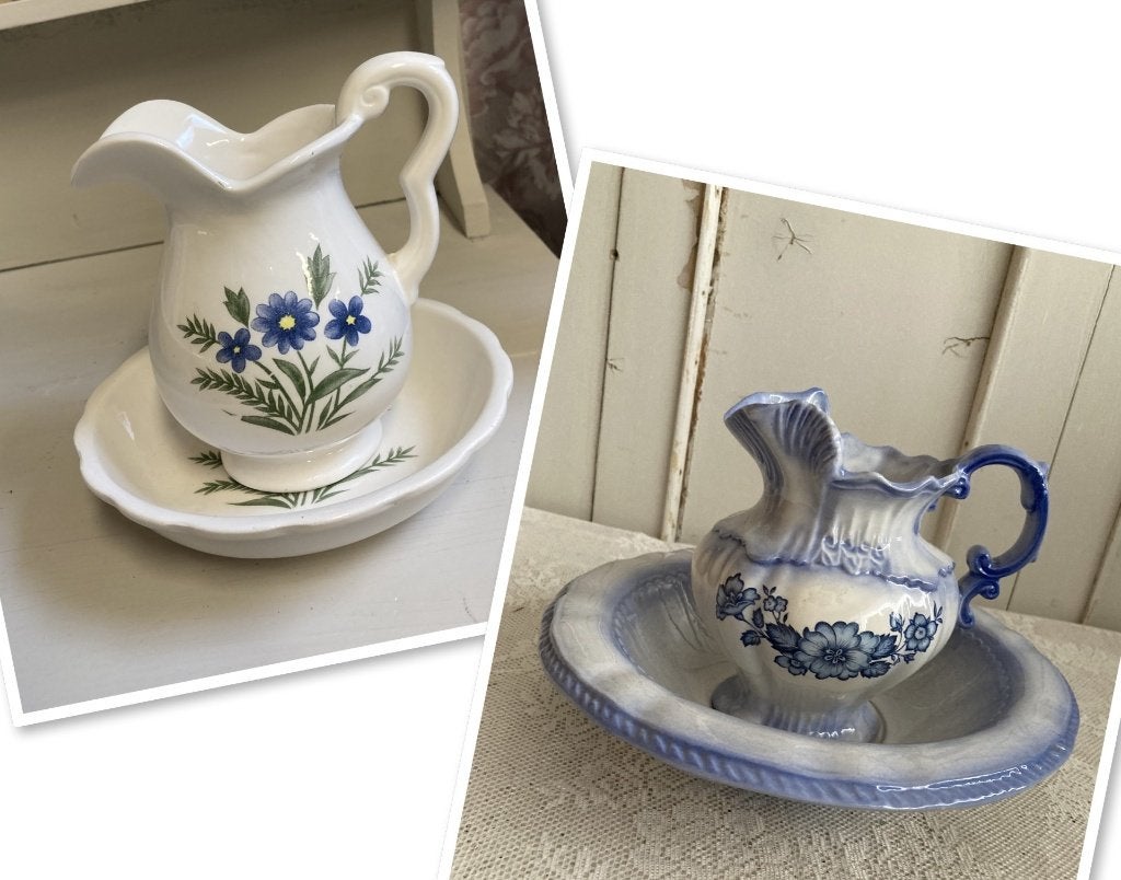 2x Brocante aardewerk lampetstel - klein, Antiek en Kunst, Ophalen