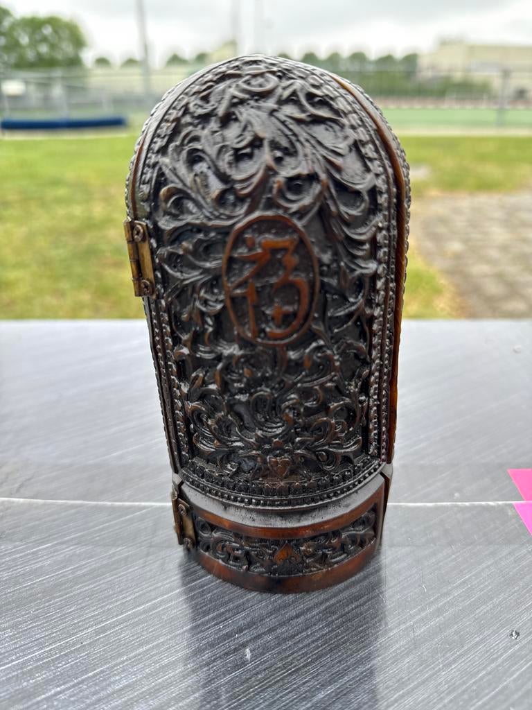 Antiek Chinees Houten Drieluik met Beelden, Ophalen