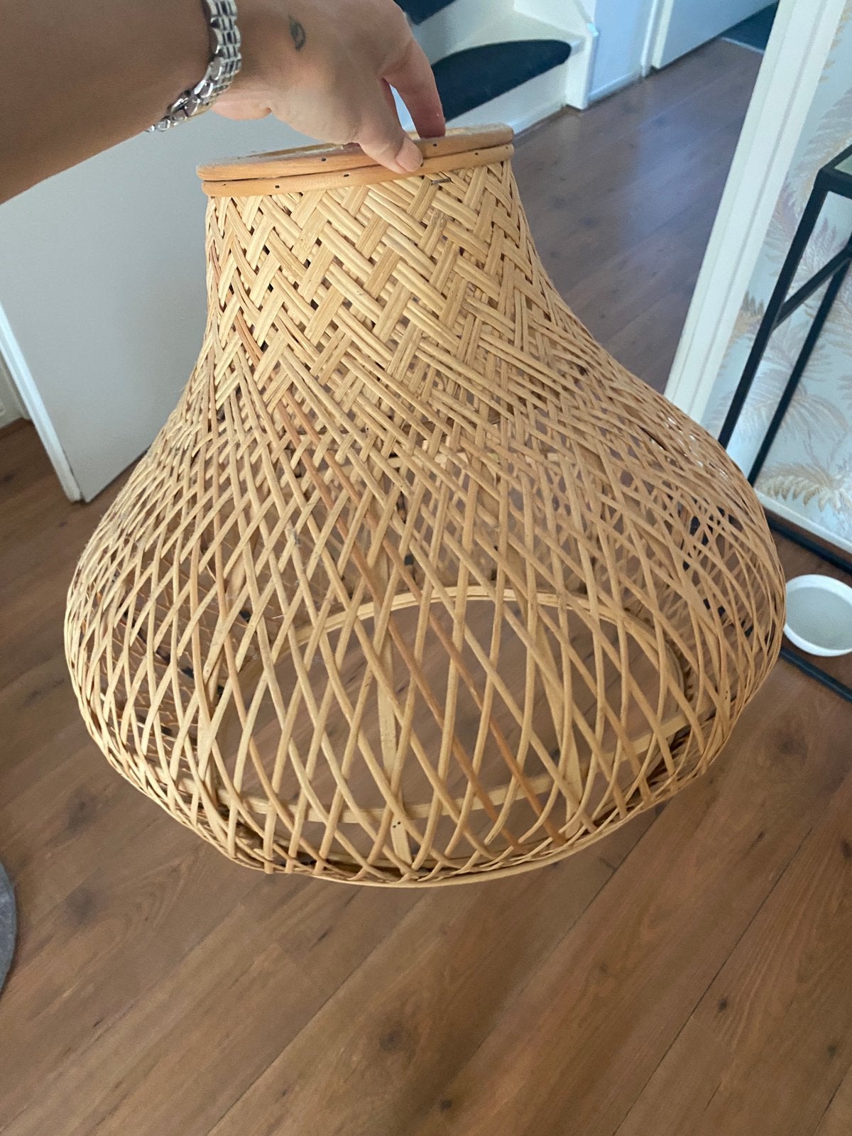 Leuke rieten lamp, Ophalen, Zo goed als nieuw, Rond