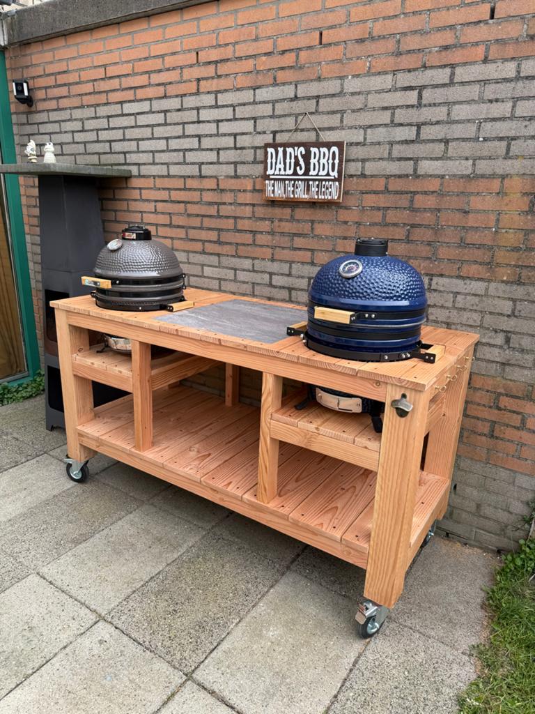 Kamado BBQ Tafel (prijs op aanvraag), Tuin en Terras, Buitenkeukens, Ophalen, Nieuw, Houtskool, Vrijstaand