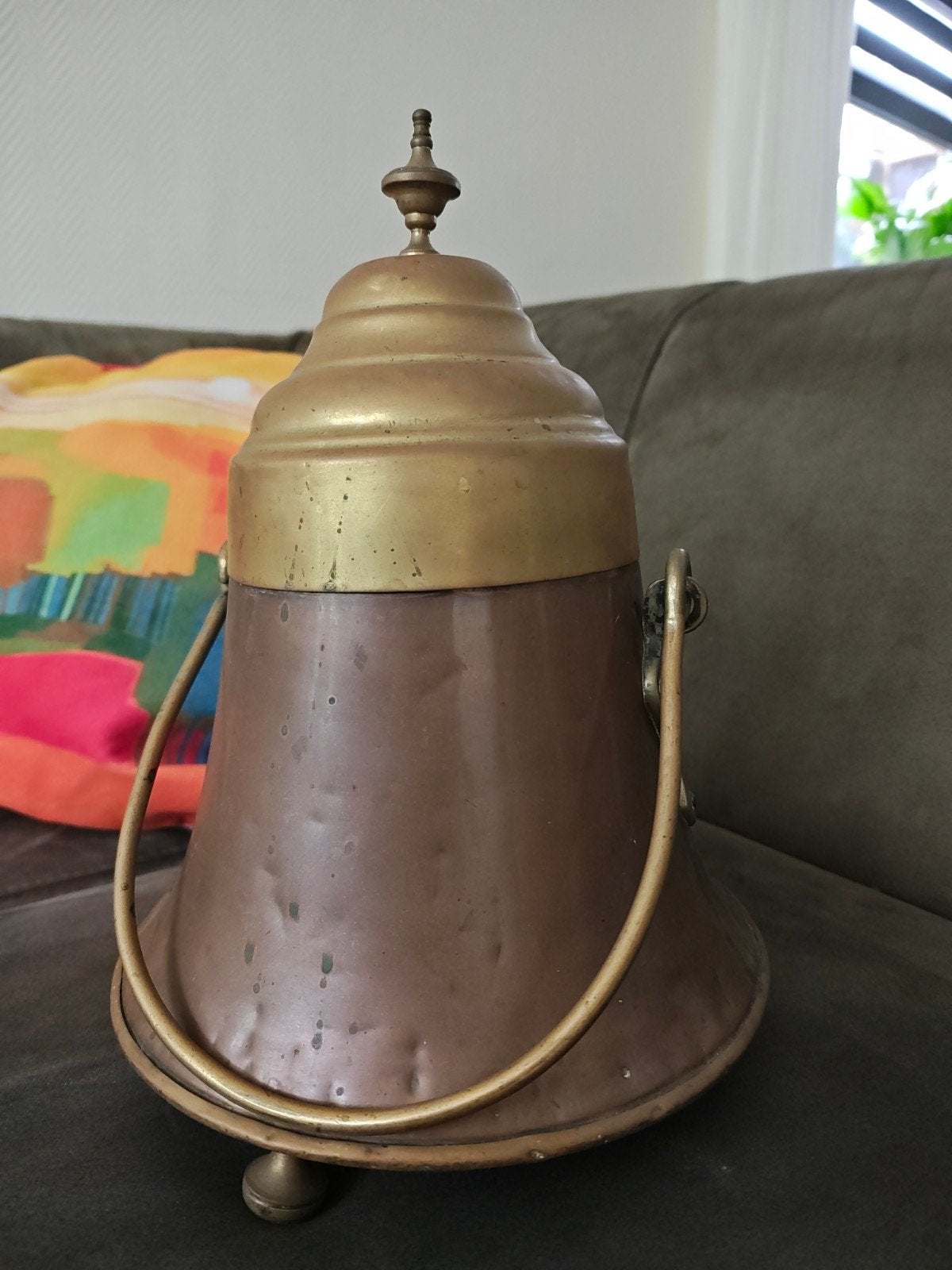 Antieke Koperen Doofpot met Deksel en Handvat, Antiek en Kunst, Ophalen of Verzenden, Koper