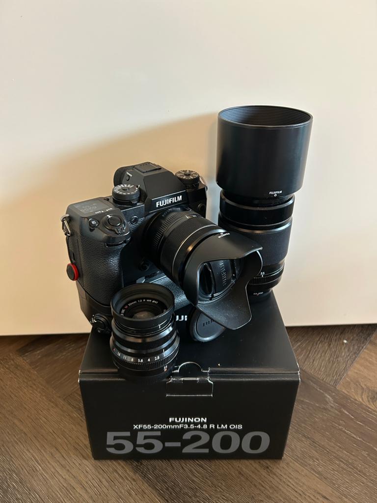 Fujifilm X-H1 set 18-55mm, 55-200mm, 35mm en Grip, Ophalen, Compact, Zo goed als nieuw, 4 t/m 7 keer